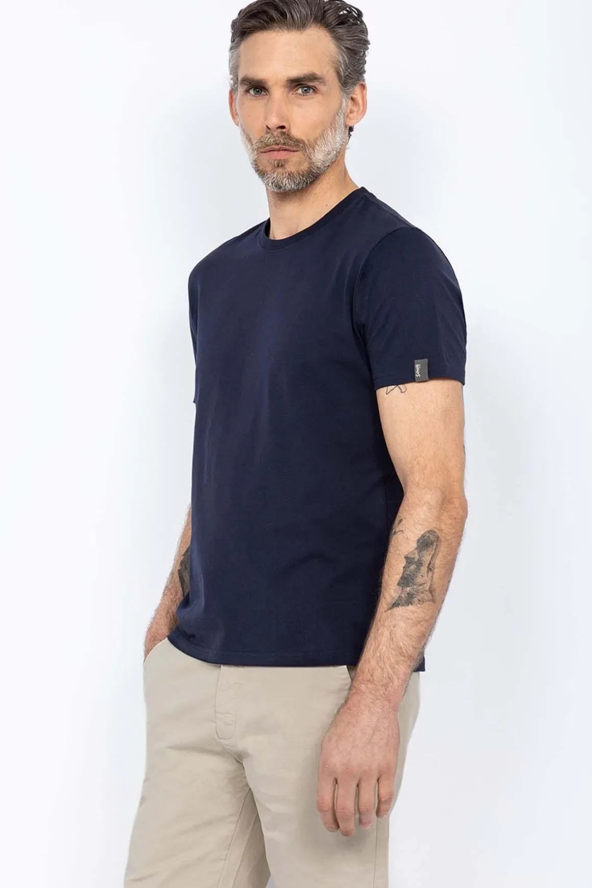 Tee Shirt Homme Schott Ts01Mc Navy/Grey