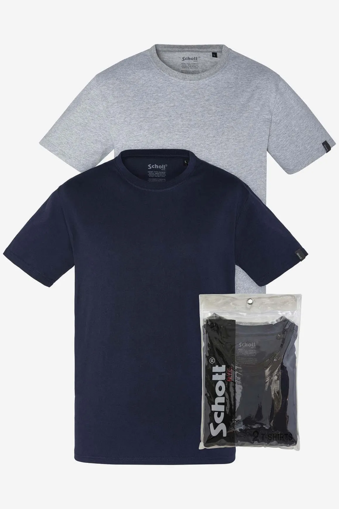 Tee Shirt Homme Schott Ts01Mc Navy/Grey