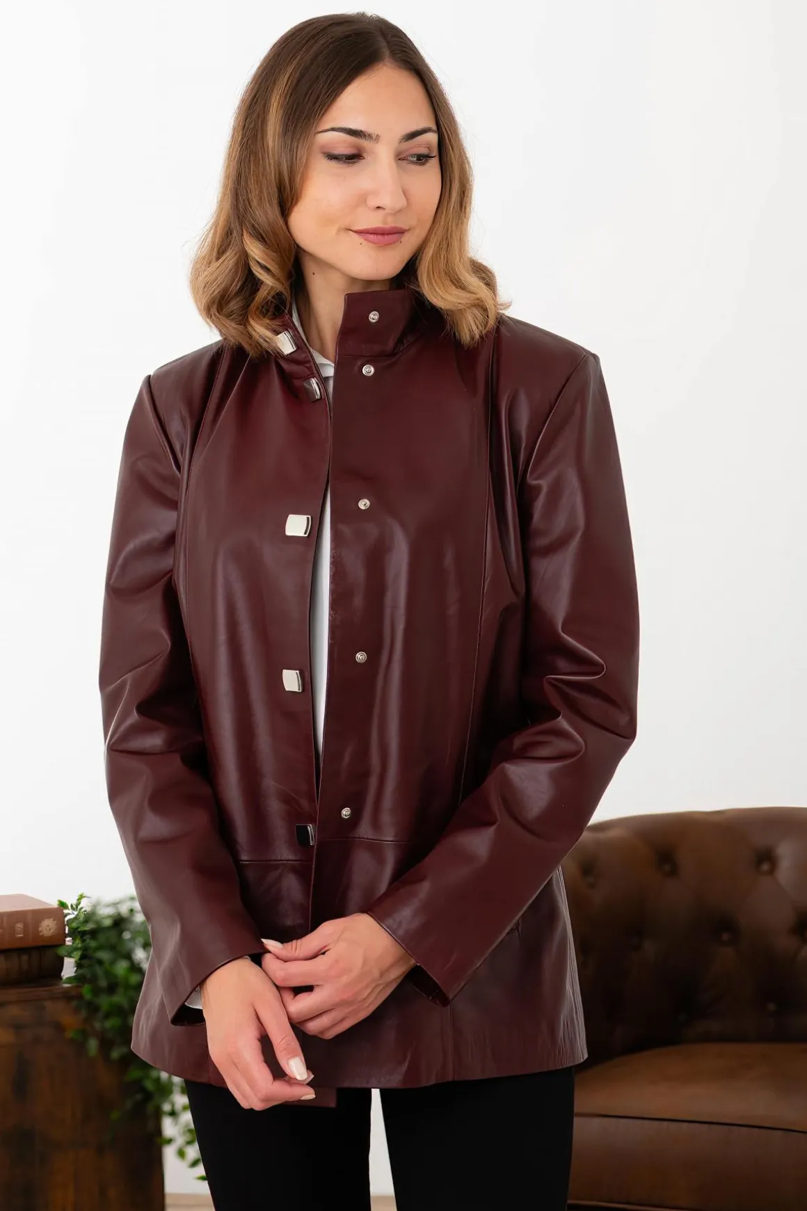 Veste Femme Cityzen Elisabeth Agneau Perle Bordeaux