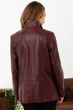 Veste Femme Cityzen Elisabeth Agneau Perle Bordeaux