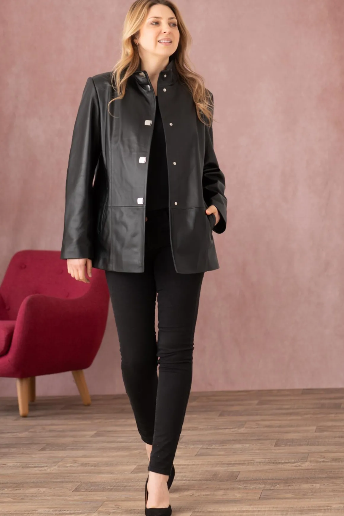 Veste Femme Cityzen Elisabeth Agneau Perle Noir