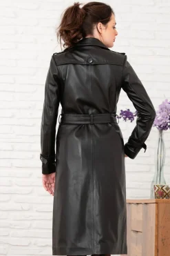 Veste Femme Cityzen Trench Long Agneau Perle Noir