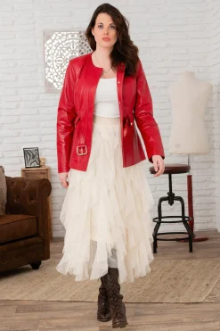 Veste Femme Cityzen Zoe Agneau Perle Rouge