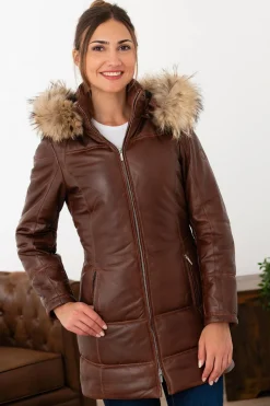 Veste Femme Rose Garden Anouk Hood Lamb Orion Cognac