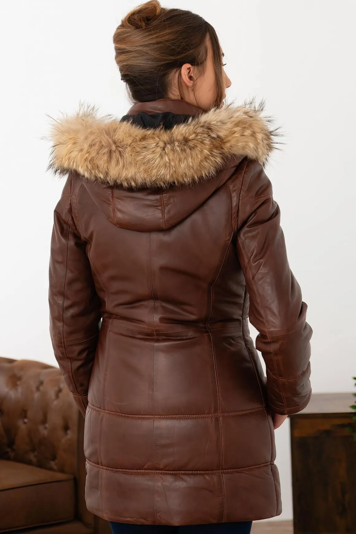 Veste Femme Rose Garden Anouk Hood Lamb Orion Cognac