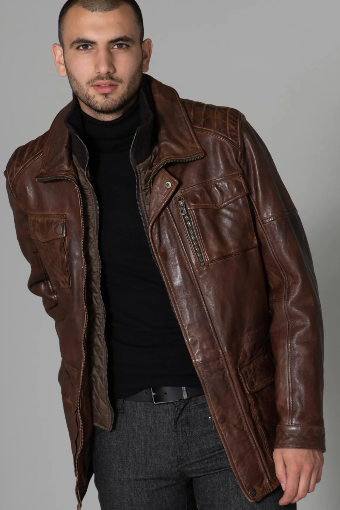 Veste Homme Daytona Rodeo+Ic Lamb Paolo Dark Cognac