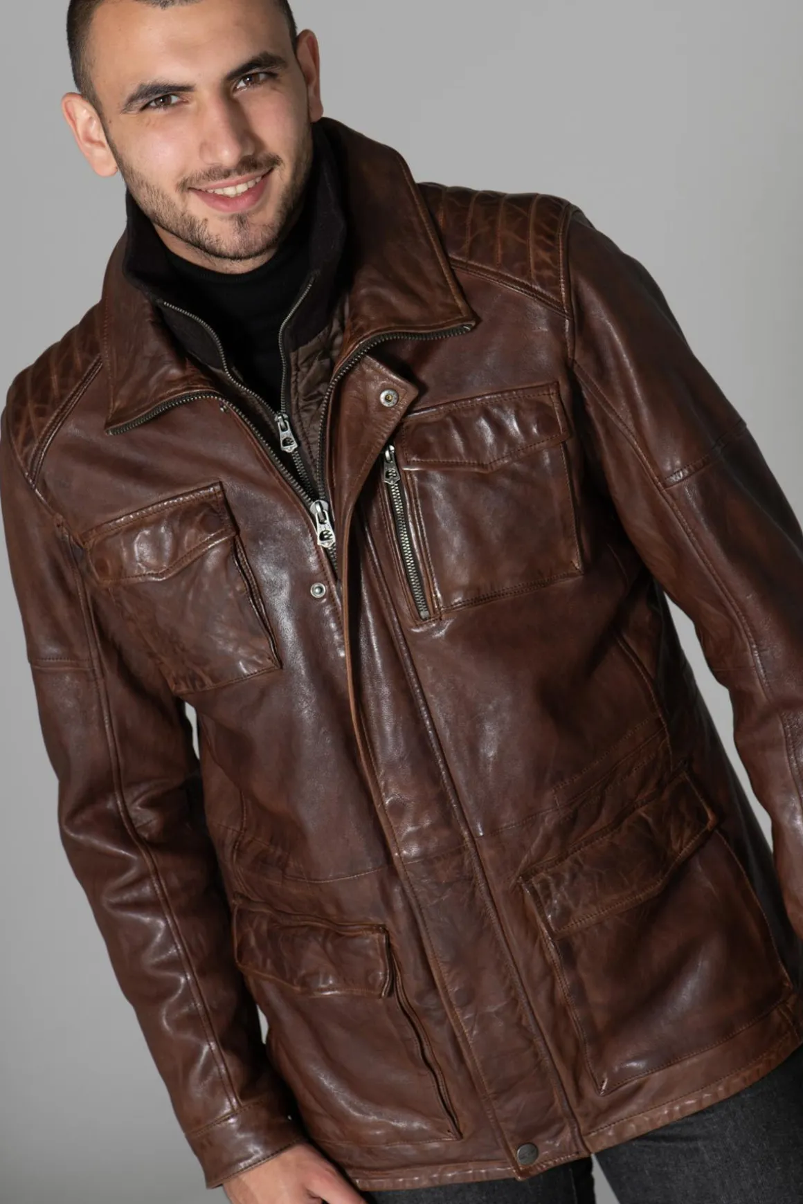 Veste Homme Daytona Rodeo+Ic Lamb Paolo Dark Cognac