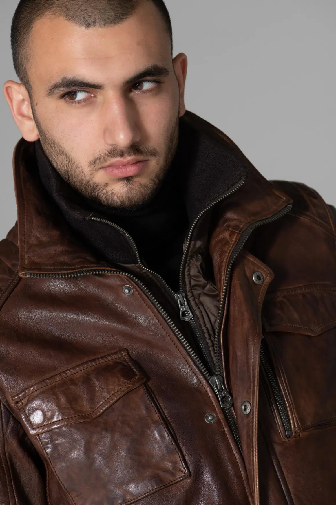 Veste Homme Daytona Rodeo+Ic Lamb Paolo Dark Cognac