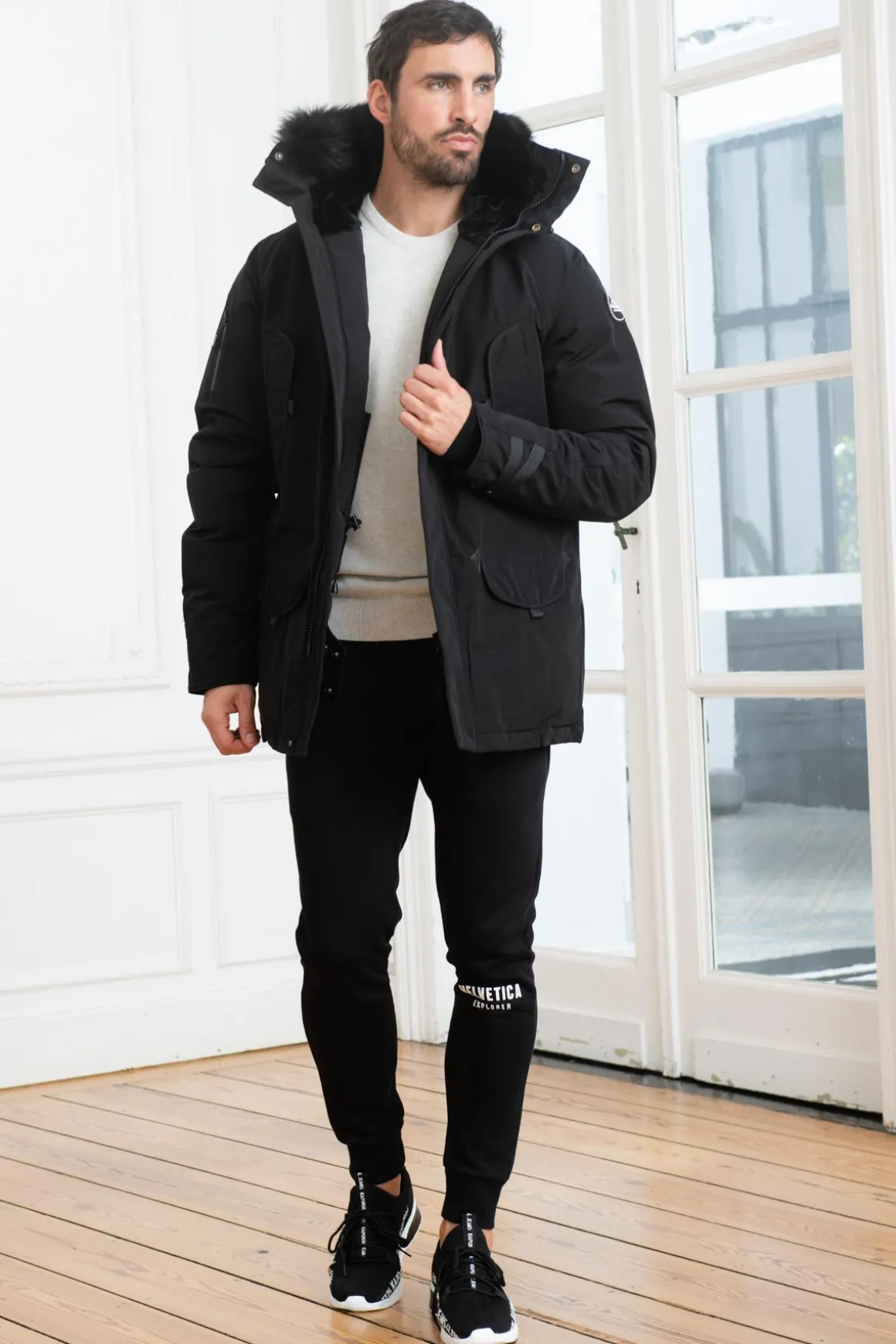 Veste Homme Helvetica Mountain Pioneers Snow Real Furs Black