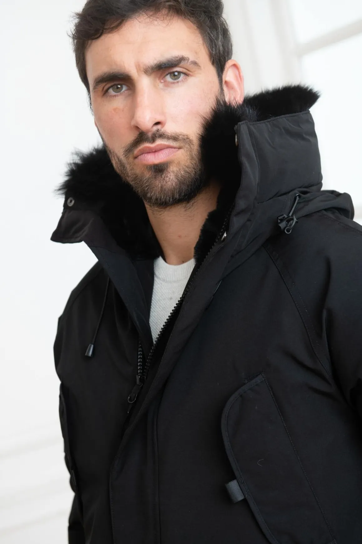 Veste Homme Helvetica Mountain Pioneers Snow Real Furs Black