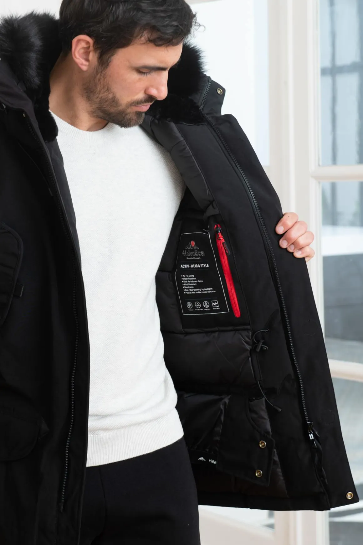 Veste Homme Helvetica Mountain Pioneers Snow Real Furs Black