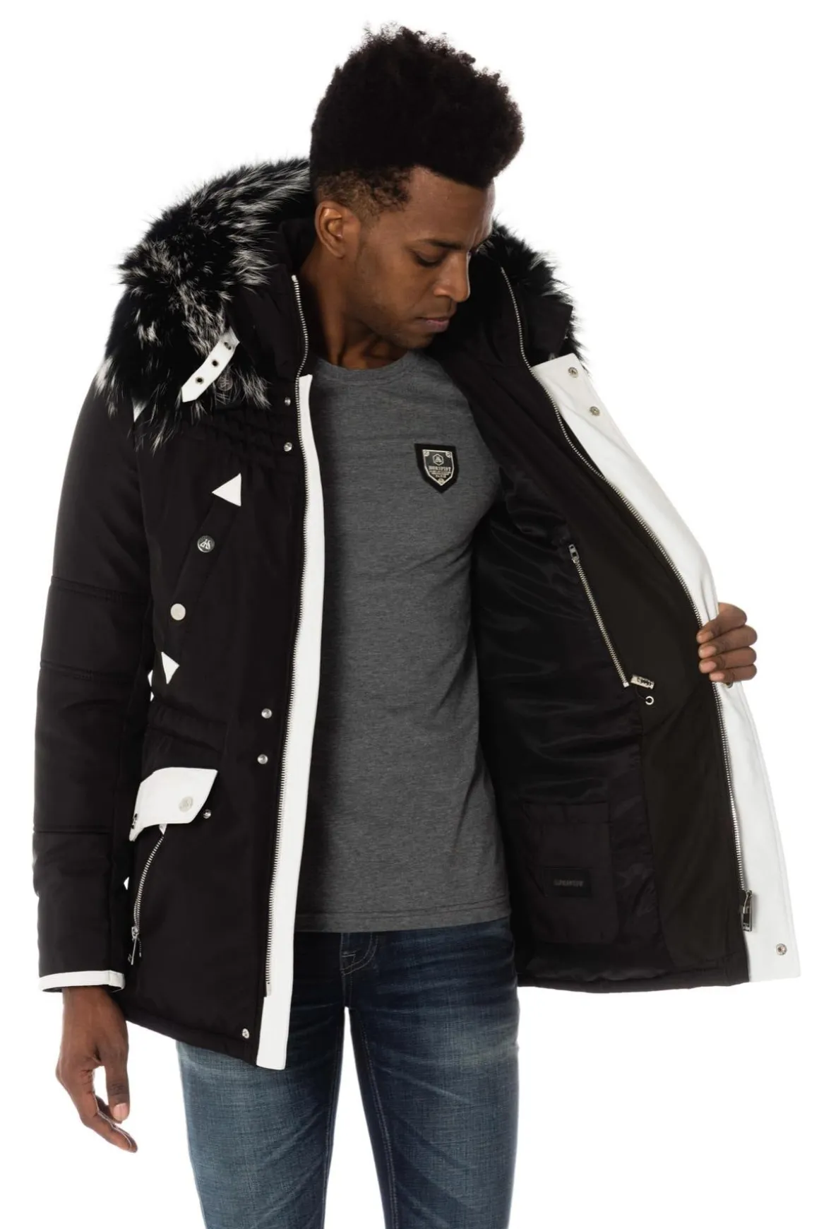 Veste Homme Horspist Boss Noir Blanc Col Silver