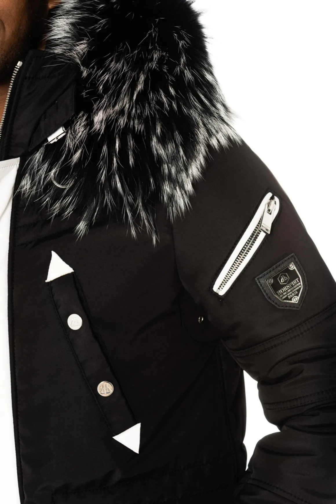 Veste Homme Horspist Boss Noir Blanc Col Silver