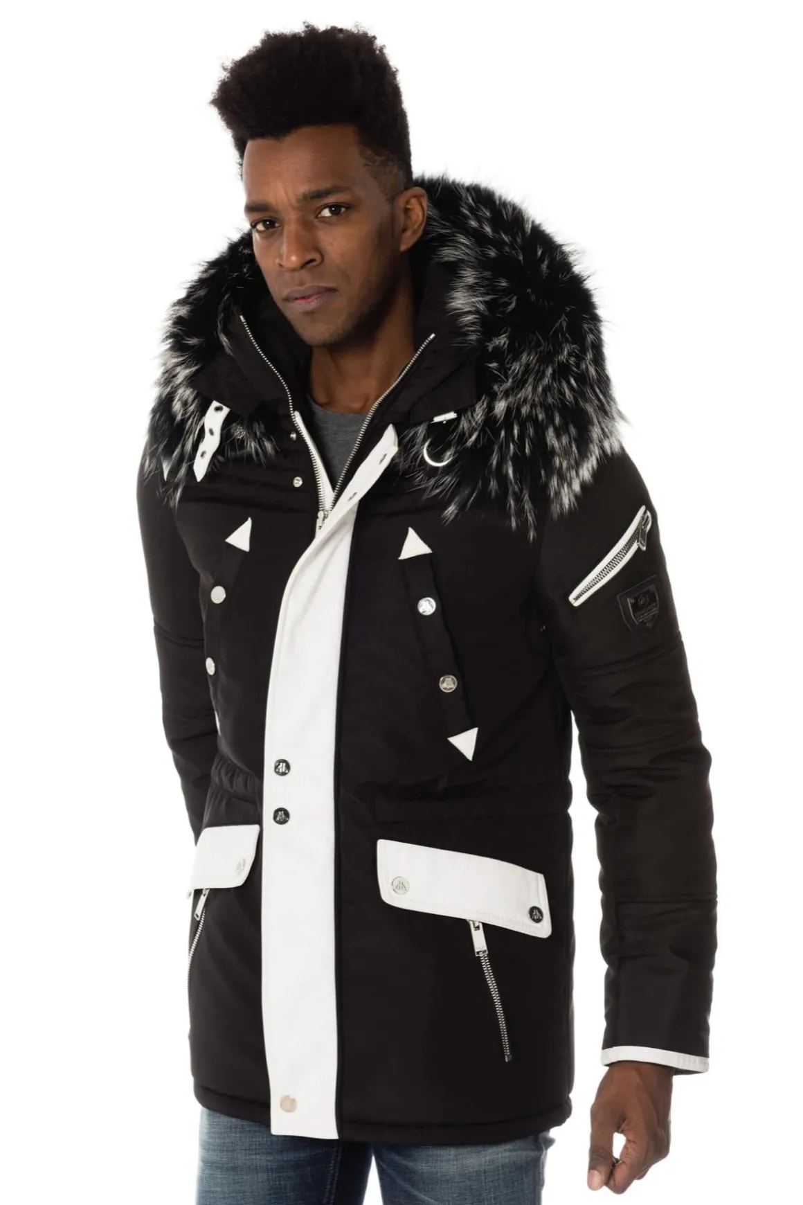 Veste Homme Horspist Boss Noir Blanc Col Silver