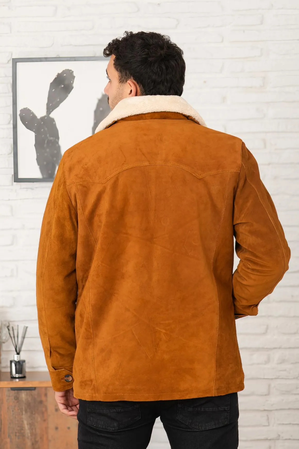 Veste Homme Iron & Resin Caravan Buffalo Suede Jacket Cognac