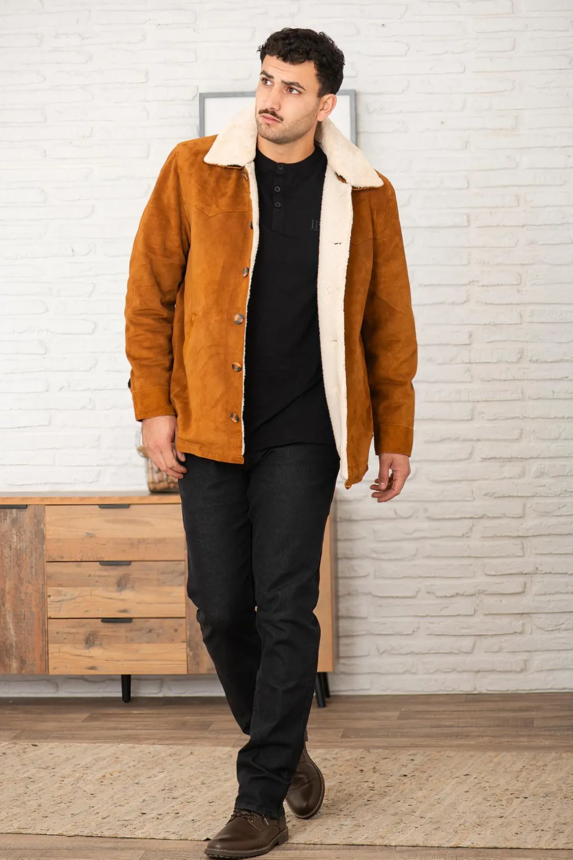 Veste Homme Iron & Resin Caravan Buffalo Suede Jacket Cognac