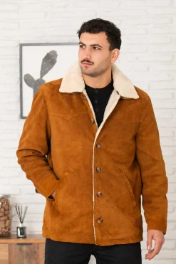 Veste Homme Iron & Resin Caravan Buffalo Suede Jacket Cognac