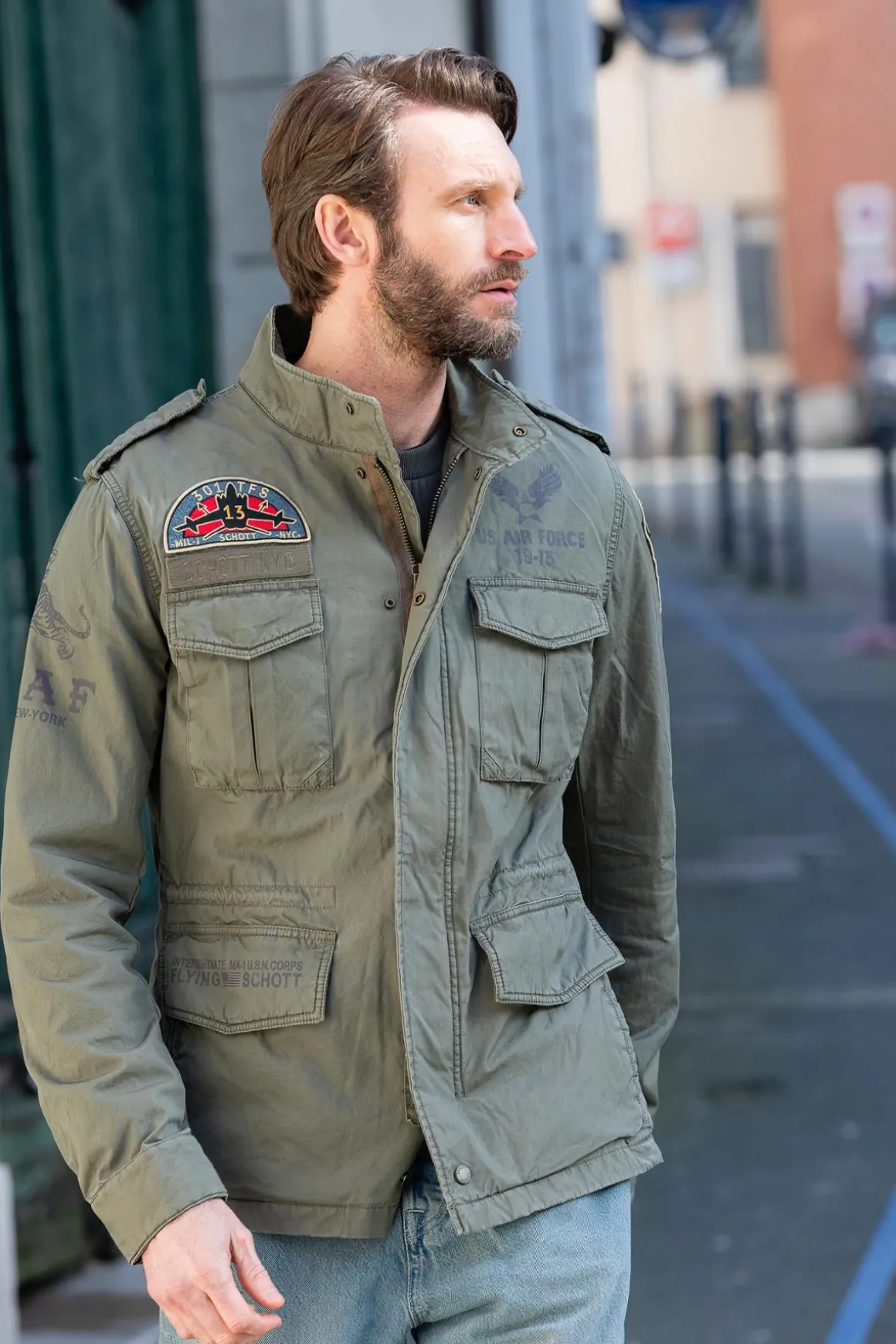 Veste Homme Schott Darden Kaki