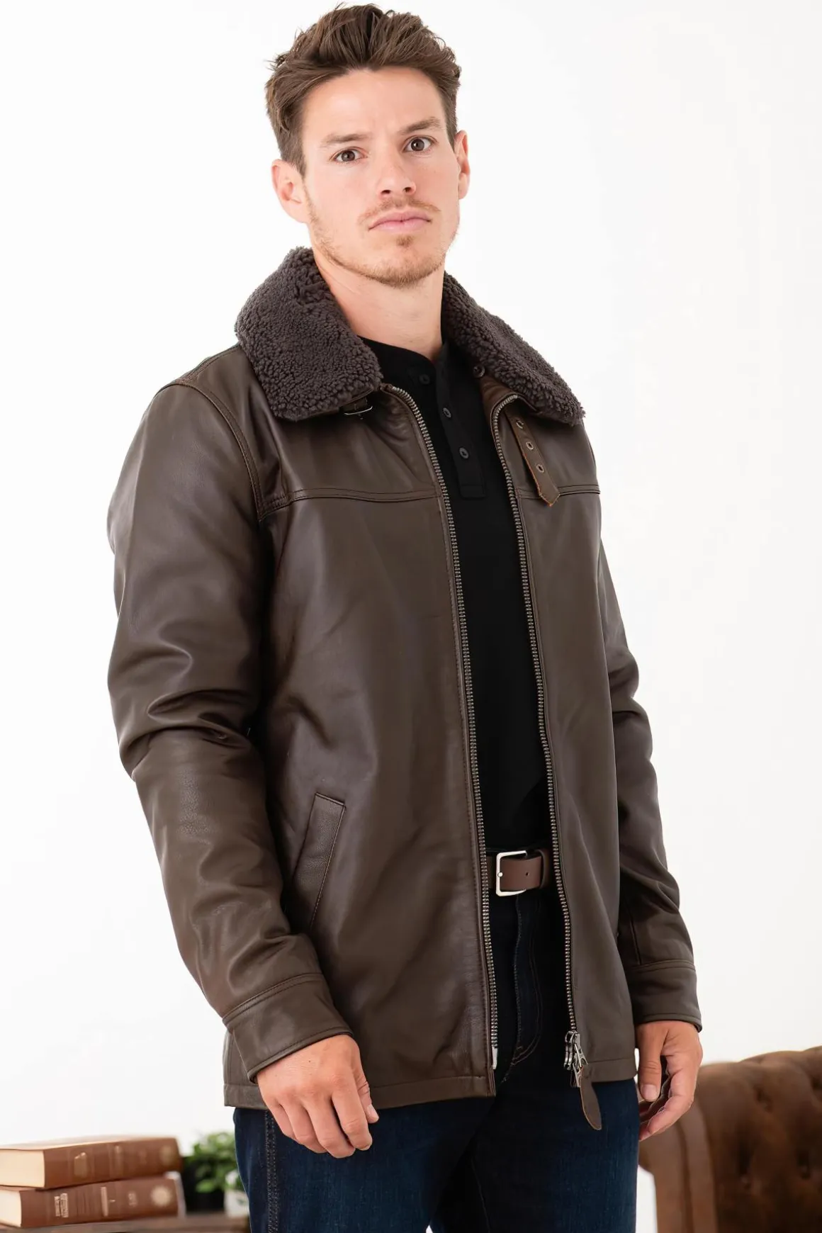 Veste Homme Schott Lcmaine Brown