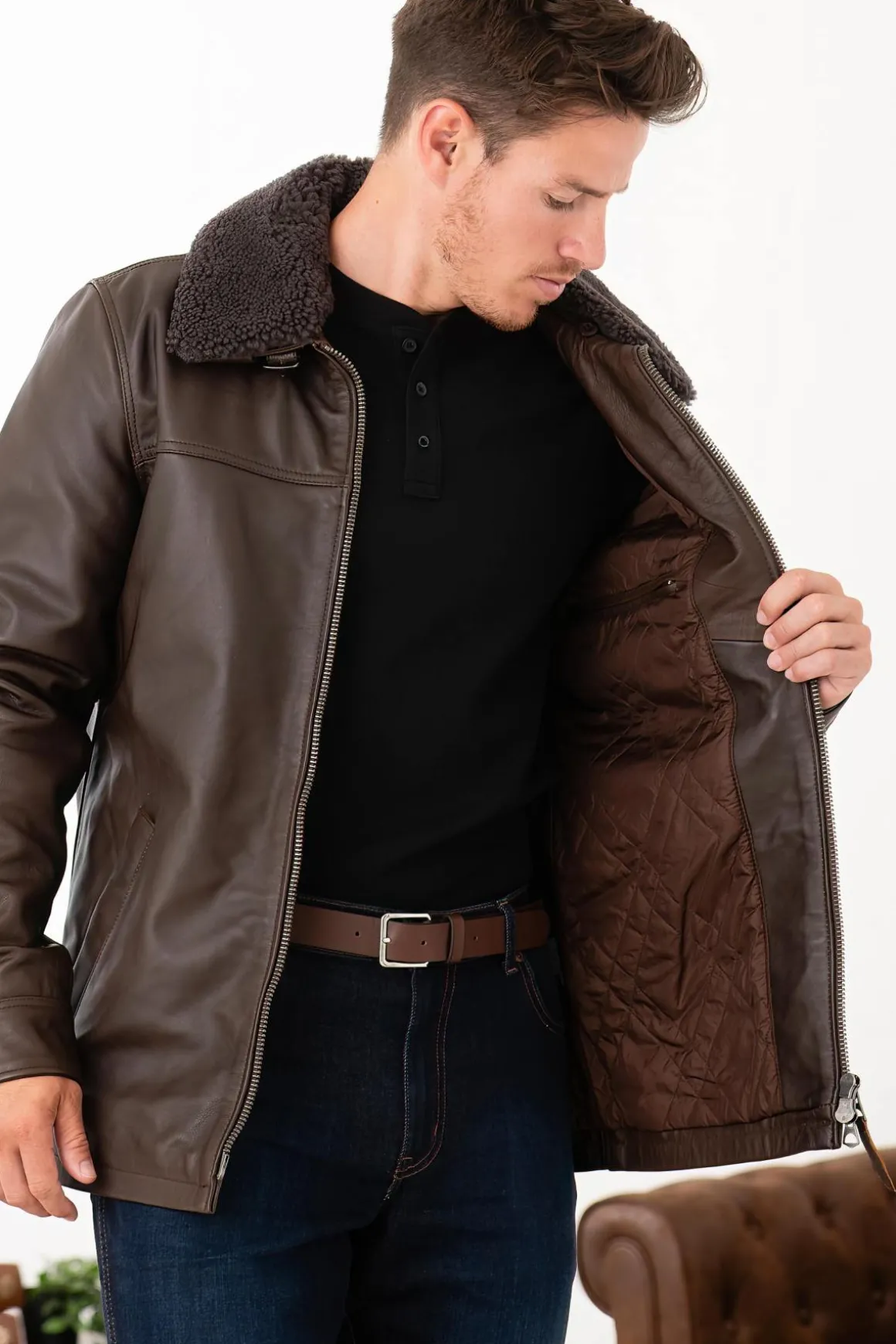 Veste Homme Schott Lcmaine Brown