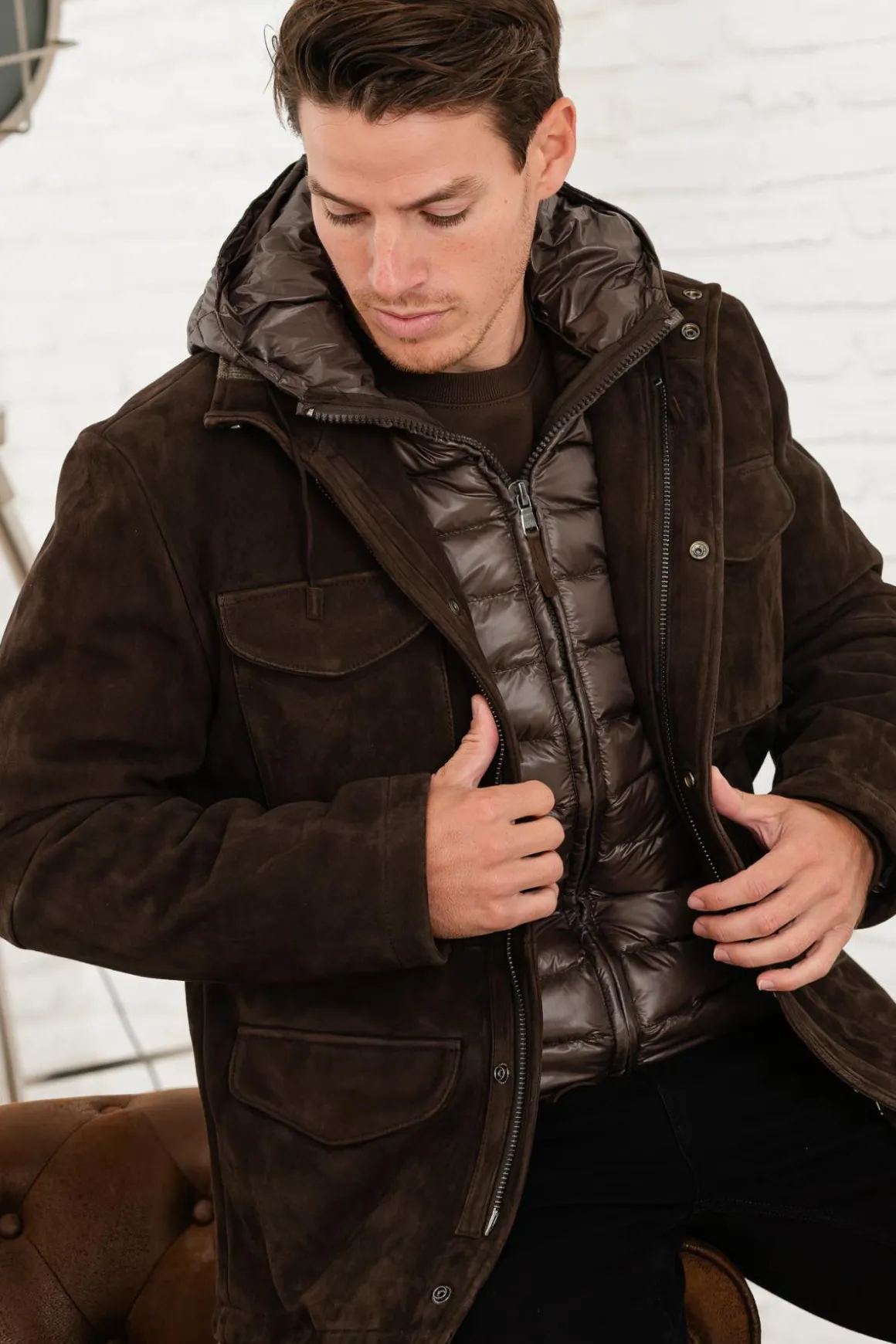 Veste Homme The Jack Leathers Radar + Tri Seasons Bonded Suede Moka